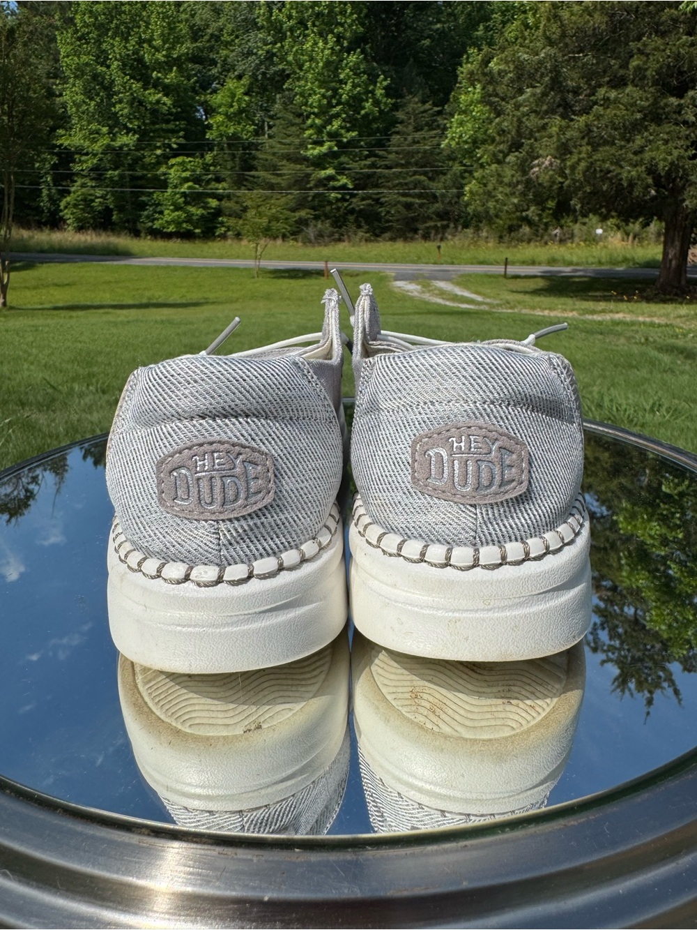 Hey Dude Gray Woven Slip-On Sneakers with White Sole